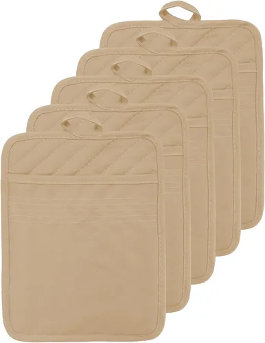 Vista 33 de Oven Pot Holder with Pocket Cotton Heat Resistant Coaster Potholder Kitchen Hot Pad Oven Mitts for Cooking and Baking Square 7"x9" (Aqua, Silicone)