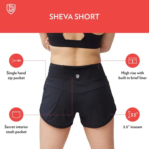 Vista 2 de GOAL FIVE Sheva - Pantalones cortos de correr de tiro alto con forro de 3 pulgadas para mujer