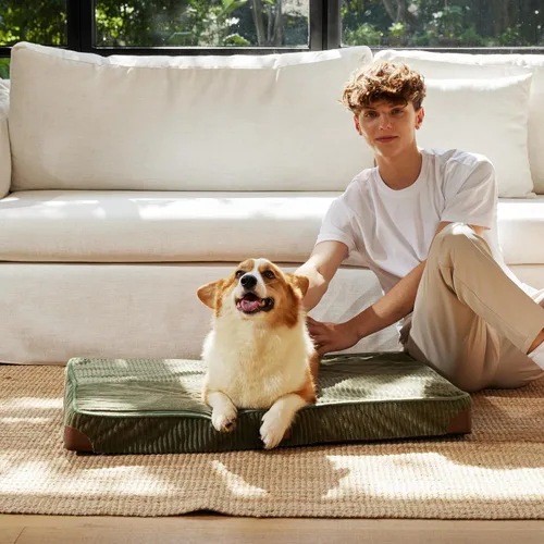 Vista 8 de FUKUMARU Cama para Perros, Camas Ortopédicas de Pana Engrosada para Perros con Funda Lavable, Cama Grande Impermeable para Perros para Jaula