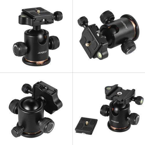 Vista 7 de Andoer cabezal de trípode, con rotación de 360 grados. Trípode para cámara con placa de liberación rápida y cabeza de bola, carga máxima de 8 kg