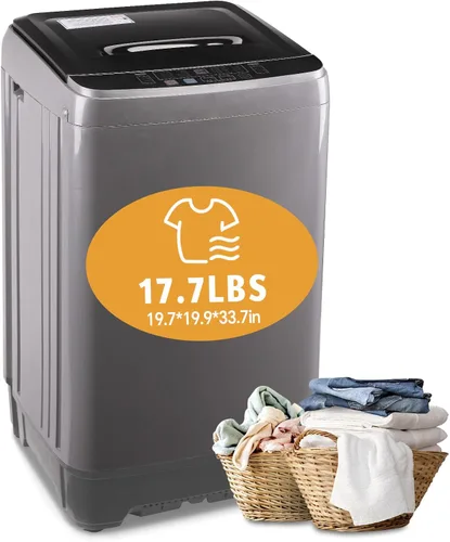 Lavadora, lavadora y secadora, 17.7 lb/1.25 pies cúbicos, combo todo en uno (semiseco) apartamento dormitorios lavandería compacto portátil gris,