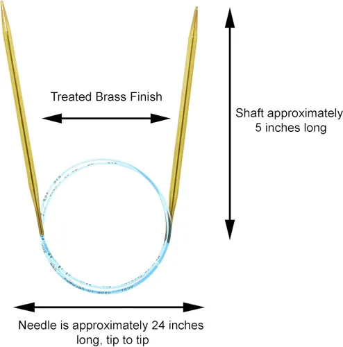 Vista 3 de addi Aguja de tejer circular de encaje de 24 pulgadas (23.6 in) US 10.5 (0.256 in), acabado de latón para más control, puntas afiladas cónicas