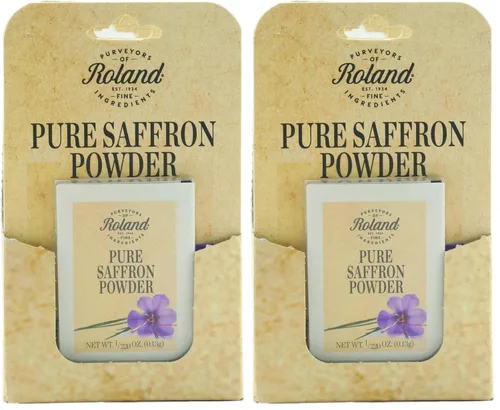 Vista 2 de Roland Foods Polvo de azafrán puro, alimentos importados especiales, caja de 0.02 oz