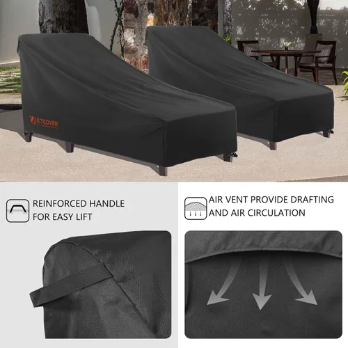 Vista 5 de ULTCOVER Smart Selection - Funda impermeable para silla de patio, para exteriores, paquete de 2, 84 pulgadas de largo x 32 pulgadas de ancho x 30