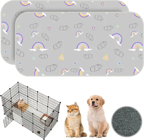 Vista 17 de Homimp Paquete de 2 Camas para Conejillo de Indias, Cama Impermeable Reutilizable para Animales Pequeños, Almohadilla Súper Absorbente para Orina