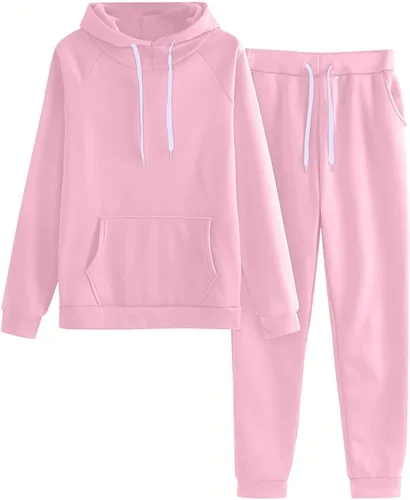Vista 8 de Womens Sweatsuits 2 Piece Set High Waisted Joggers with Pockets Solid Color Matching Hoodie and Sweatpants Set