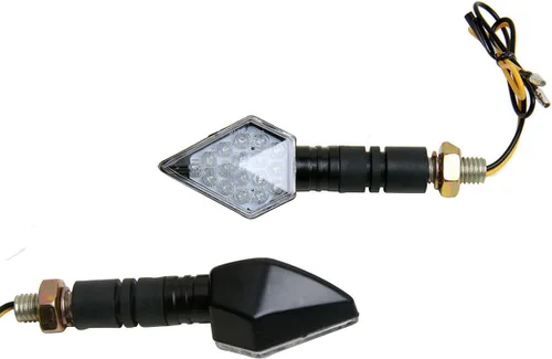 Black LED Motorcycle Long Stem Turn Signals mini 3D Diamond LED Turn Signals Lights Blinkers Compatible for Kawasaki Ninja H2R