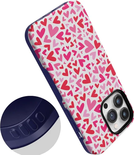 Vista 4 de Funda Casely para iPhone 14 Pro XOXO Corazones de Caramelo Compatible con MagSafe Diseño Protector Audaz