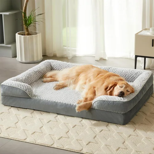 Vista 11 de LEXTRO Cama ortopédica para perros medianos, cama de espuma con diseño de cartoncillo para perros medianos, equipada con funda impermeable extraíble