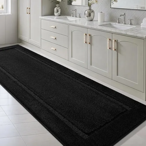 Vista 13 de Alfombras de baño de 24 x 17 pulgadas, microfibra extra suave y absorbente, parte trasera antideslizante, secado rápido, lavable a máquina, tapetes