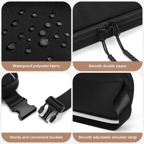 Vista 6 de BesTour Riñonera unisex para hombres y mujeres, bolsa de cinturón impermeable, bolsa cruzada con correa ajustable extendida de 54 pulgadas