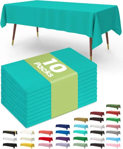 Vista 59 de Pureegg - Juego de 10 manteles de plástico desechables redondos de 84 pulgadas, para fiestas, picnics, bodas, manteles decorativos, redondos, Blanco