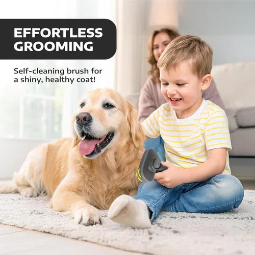 Vista 4 de Hertzko Cepillo Slicker de Autolimpieza para Gatos y Perros – Herramienta de Aseo para Pelo Largo y Corto que se Cae – Cerdas Retráctiles – Cepillo