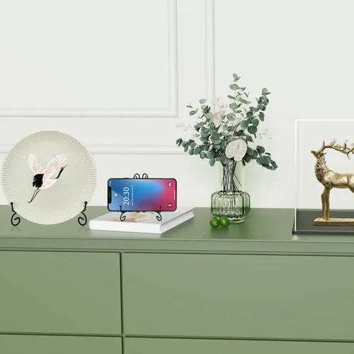 Vista 2 de SVENJBB Soporte de placa de hierro negro, soporte de placa de 6 pulgadas para exhibición, soportes de exhibición de placa de metal pequeños