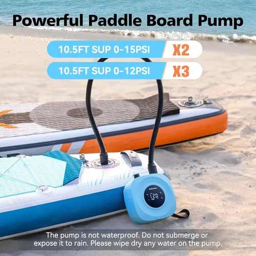 Vista 3 de Hydrohero Electric Paddle Board Pump, Rechargeable 20PSI High Pressure SUP Pump, Intelligent Dual Stage Inflation & Deflation, Auto-Off for Stand Up
