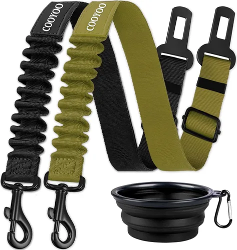 Vista 16 de COOYOO cinturón de seguridad retráctil y ajustable para perro, juego de 3 piezas, cinturón de nailon para vehículo, para que tu mascota esté segura