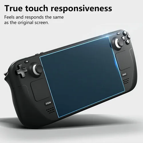 Vista 2 de Protector de pantalla para Steam Deck OLED de 7.4 pulgadas (2023) – Película de vidrio templado 9H, transparente HD antiarañazos, caja de piel