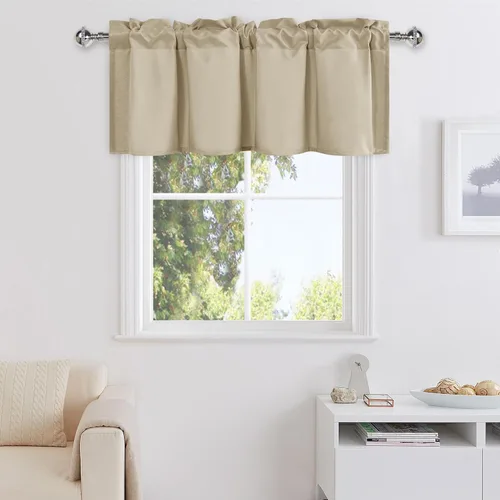 Vista 12 de DWCN Cortinas de Cenefa para Sala de Estar, Cocina, Baño/Sótano - Aqua Sólido, 1 Panel, 42 x 12 Pulgadas, Oscurecimiento de Habitación