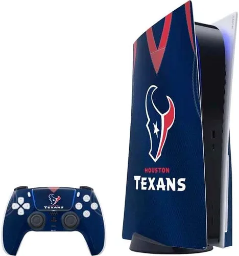 Vista 13 de Skinit Calcomanía para juegos compatible con PS5 Bundle – Diseño de logotipo grande con licencia oficial de los Houston Texans de la NFL