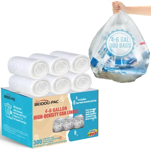 Vista 15 de BEIDOU-PAC Bolsas de basura de 2 a 4 galones, 400 unidades a granel, bolsas de reciclaje de plástico transparente, pequeñas bolsas de basura