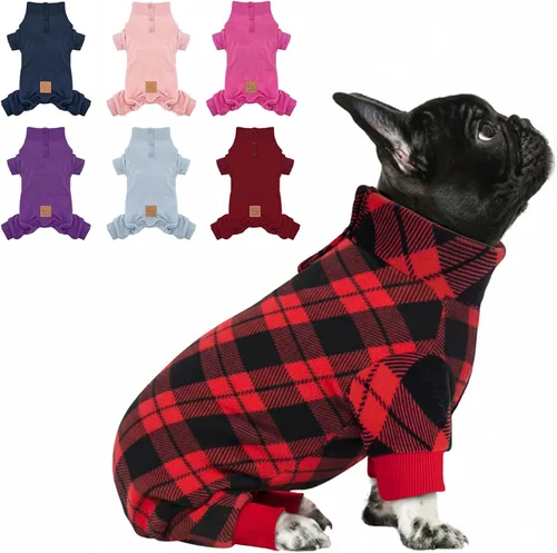 Vista 12 de cyeollo Pijama de forro polar para perro, overol térmico para perrito, enterizo elástico para perros, ropa para gatos, color azul marino, talla XS