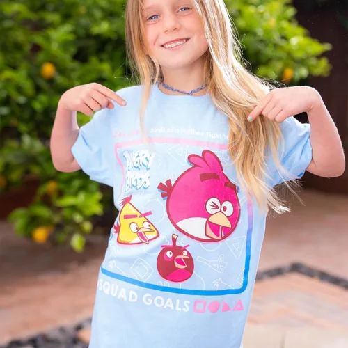 Vista 3 de Angry Birds Official Squad Goals - Camiseta de manga corta estampada 100% algodón para niños, niñas, unisex