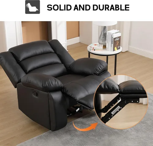 Vista 4 de EBELLO Juego de sofá reclinable manual de piel sintética, 2 sillas reclinables, sofá reclinable de 3 asientos, juego de sofá para sala de estar