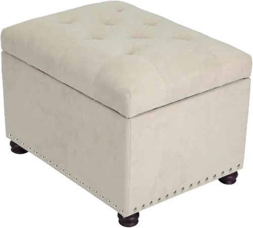 Vista 81 de Joveco Banco otomano de almacenamiento rectangular de tela, reposapiés, 24 pulgadas, moderno, copetudo, para dormitorio, asiento para entrada