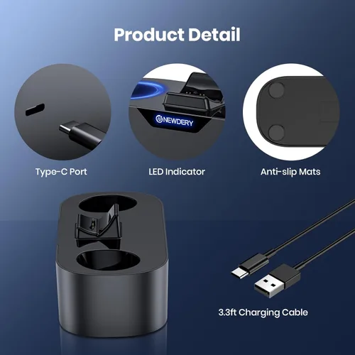 Vista 6 de NEWDERY PS5 Controller Charger Station, Fast Charging Dock for PlayStation 5 Controllers, Single Controller Charging Stand Replacement for PS5