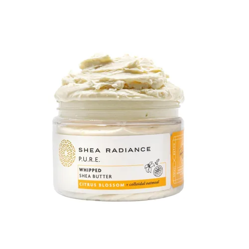 Vista 13 de Shea Radiance P.U.R.E. Manteca de karité batida con avena coloidal, mantequilla corporal batida mezclada con avena calmante para la piel y aceite