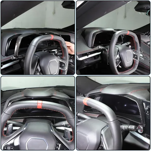 Vista 4 de Sekhyna Marco de panel de tablero compatible con Corvette C8 Stingray 2020-2023 ABS 1 pieza de accesorios de marco de velocímetro electrónico