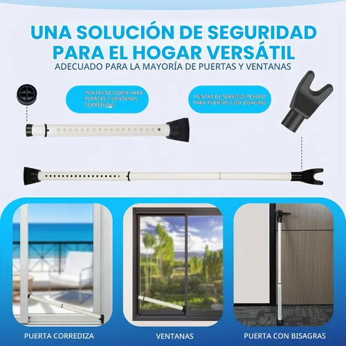 Vista 3 de Barra de seguridad para puerta mejorada y barra de bloqueo de puerta deslizante, topes de puerta, bloqueo de puerta ajustable y resistente
