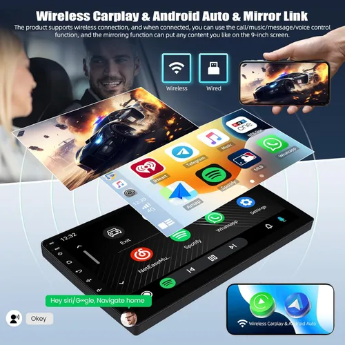 Vista 2 de 10.1 Inch HD Car Radio Carplay Screen for Car with 5GWiFi,Double Din Car Stereo with Wireless CarPlay Android Auto GPS Navigation