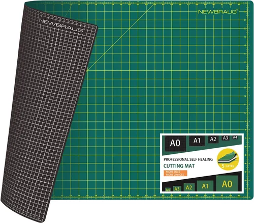 Vista 10 de NEWBRAUG Tapete grande de 5 capas de doble cara de corte autorreparable de 24 x 48 pulgadas, tabla de cortar grande para corte giratorio, acolchado
