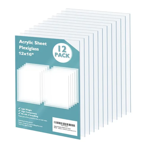 Vista 60 de Egofine Láminas de Plexiglás Láminas de Acrílico Paquete de 12 de 8.5x11'' 0.04 de Grosor Plástico Transparente Fundido Cristal Plexi Transparente