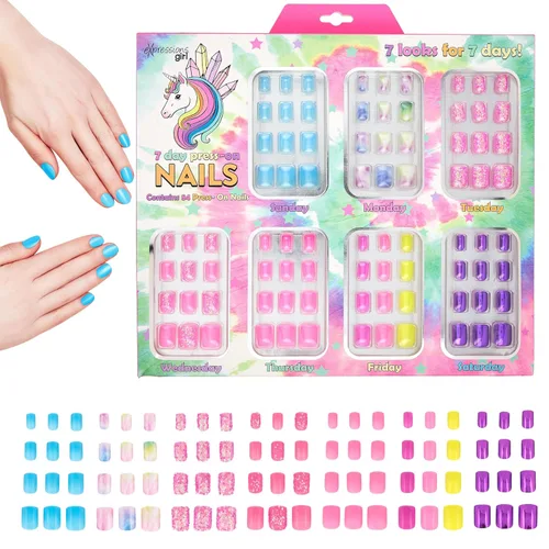 Vista 12 de Colección de manicura de 7 días - Juego de uñas a presión de 84 piezas para niños (BFF)