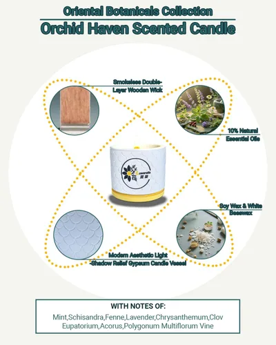 Vista 2 de Orchid Haven - Vela perfumada para relajación nocturna, vela de cera de soja de 48 horas con mecha de madera y aceites esenciales para promover