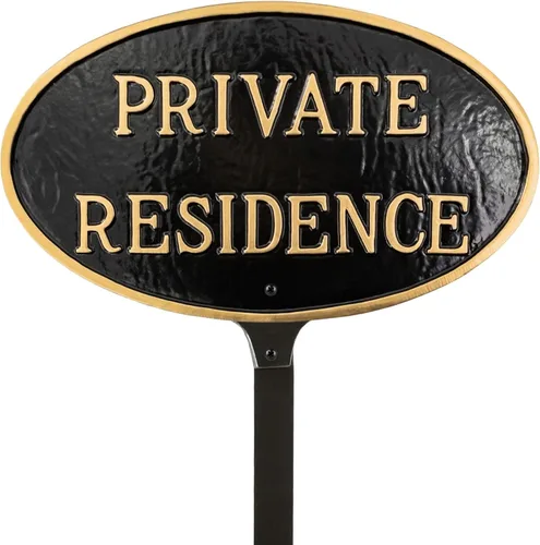 Vista 12 de Montague Metal Products Placa ovalada de 8.5 x 13 pulgadas con estaca de césped de 17.5 pulgadas, blanco/negro