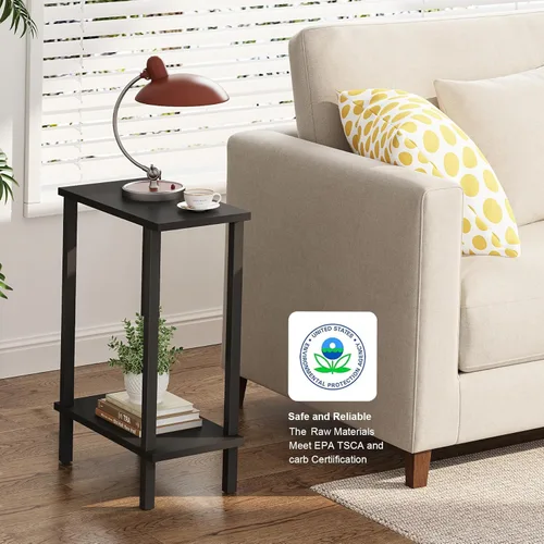 Vista 4 de TUTOTAK Mesa auxiliar pequeña, mesa de extremo estrecho, mesa de sofá delgada, mesita de noche delgada, mesa de sofá, sala de estar, dormitorio