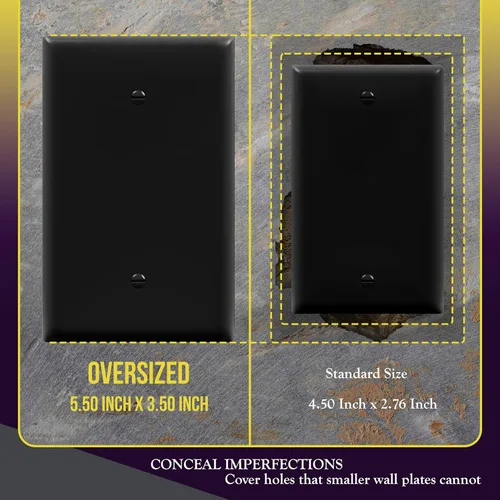 Vista 2 de ENERLITES - Placa para pared de dispositivo en blanco, cubierta en blanco extragrande, acabado brillante, tamaño grande, 1 banda de 5.5 x 3.5