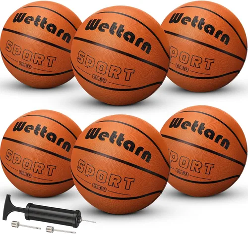 Wettarn Rubber Training Basketball with Pump Street Ball Made for Teens Adults Indoor and Outdoor Game Gym Training Competition Basketball Games
