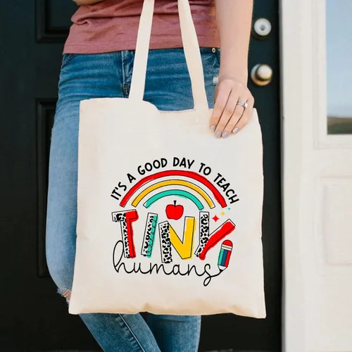 Vista 3 de Regalos de agradecimiento para profesores, bolsas de lona para la escuela, bolsa de viaje estética, bolsa de playa, bolsa de compras reutilizable