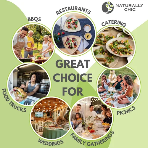 Vista 7 de Platos cuadrados de hoja de palmera – Platos similares al bambú, ecológicos, desechables, compostables y biodegradables para bodas, fiestas