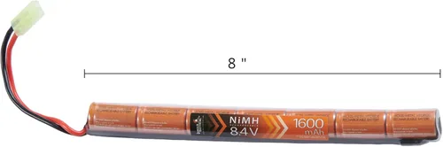 Vista 2 de Lancer Tactical Airsoft 8.4V 1600mAh NiMH Long Stick Battery with Mini Tamiya Connector, Replacement for AEG Airsoft Rifles AK47 CYMA RPK PKM