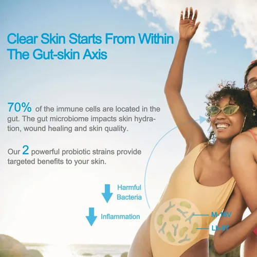 Vista 6 de Life-Space Probiótico para aliviar el acné + reequilibrio de la piel, fórmula científica 6 en 1 y 2 mil millones de UFC, apoya el control