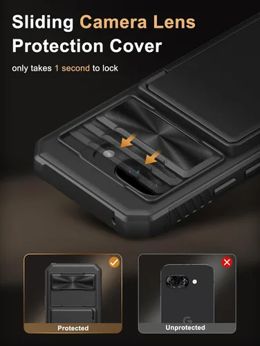 Vista 4 de Vihibii Funda tipo cartera para Google Pixel 9a con tarjetero (4 tarjetas), [bloqueo RFID], cubierta de cámara deslizante y bordes elevados