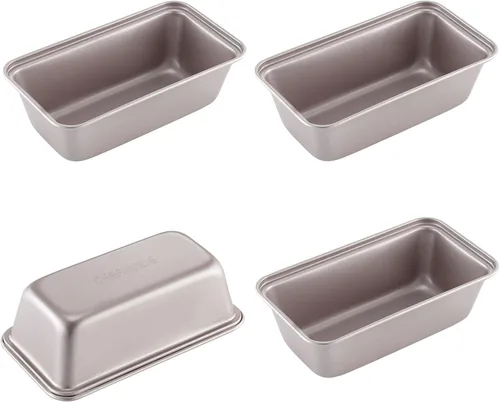 Vista 13 de CHEFMADE Juego de mini moldes para pudín, 3 pulgadas, 4 moldes antiadherentes para tarta de huevo, mini pasteles y panes para hornear horno y olla