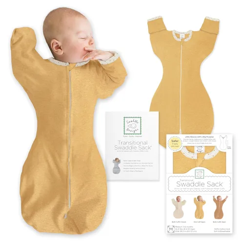 Vista 25 de SwaddleDesigns Transitional Swaddle Sack, Arms Up Half-Length Sleeve Flechas minúsculas negras