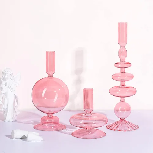 Vista 11 de Rtteri - 3 portavelas de vidrio elegantes con diseño ondulado para bodas, cumpleaños, fiestas, Navidad, Halloween, decoración del hogar, para Marrón