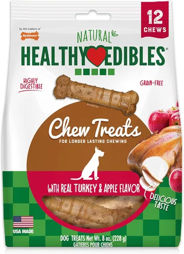 Vista 13 de Nylabone Healthy Edibles Masticables Naturales para Perros - Golosinas masticables de larga duración para perros, sabor a carne asada y pollo